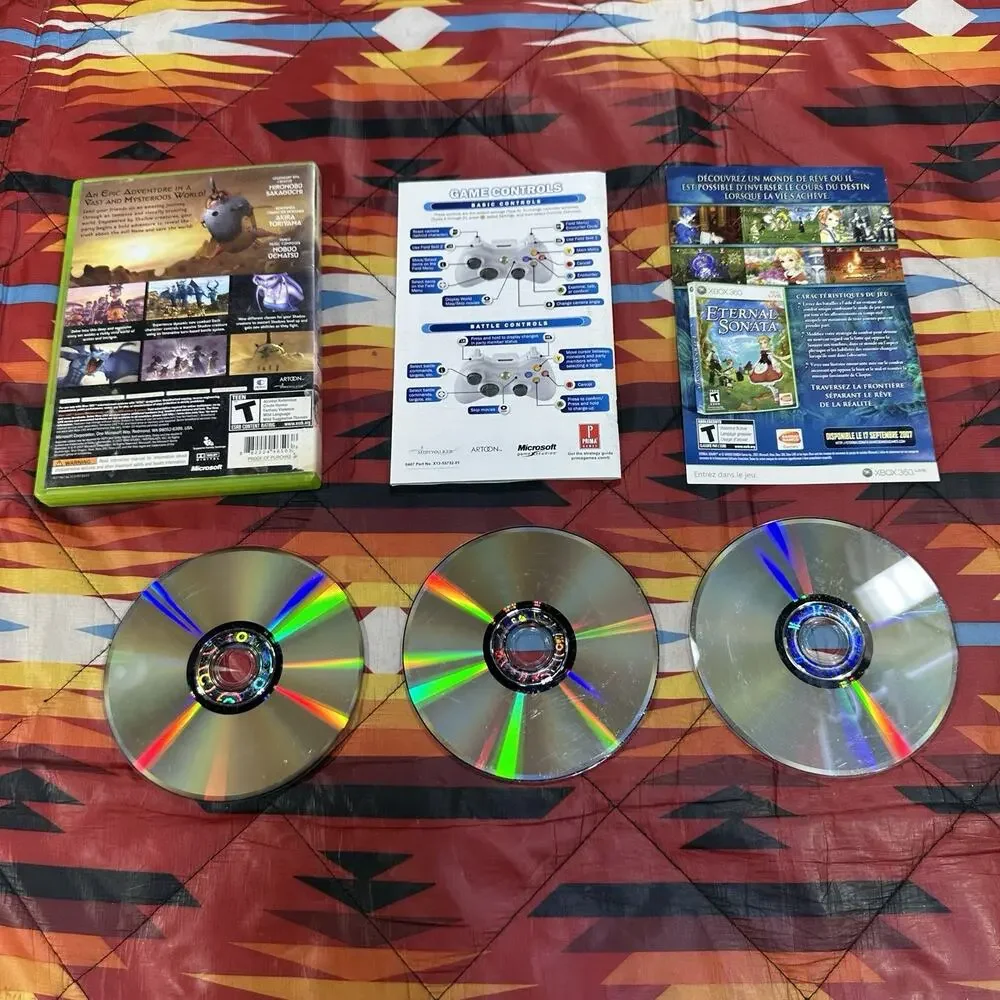 Blue Dragon (Microsoft Xbox 360, 2007) CIB 3 Disc Tested & Working!